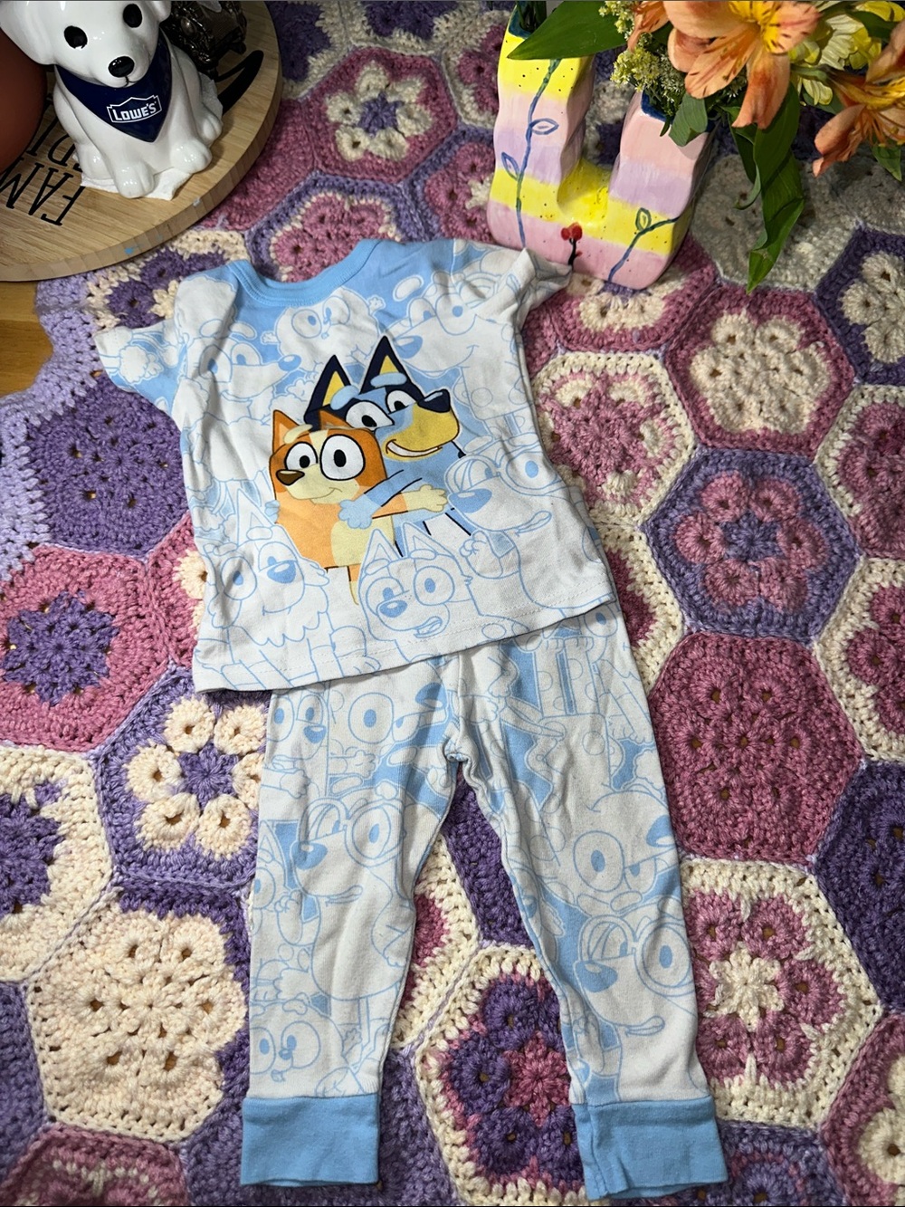 Blue Cartoon Character Kids Pajama Set - Bluey Design B321